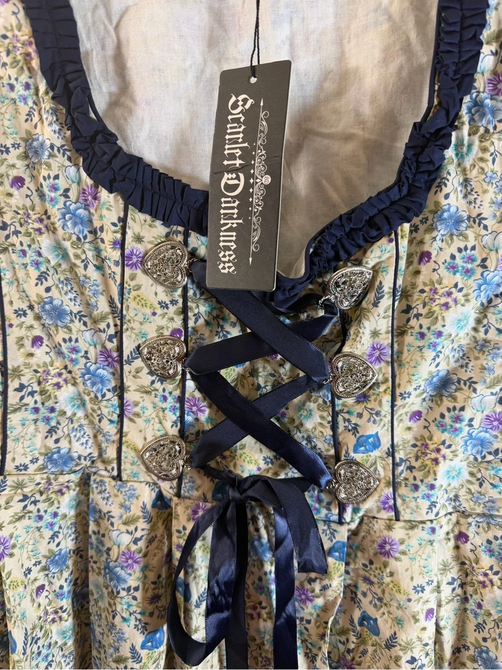 Scarlet Darkness Floral Lace Up Dress Women’s Size XL Cottagecore 0642